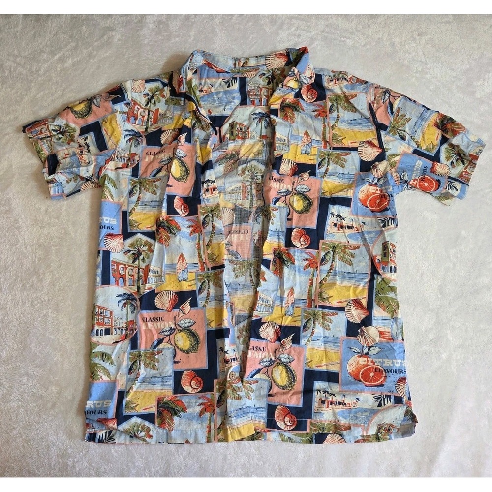 M395 Wonder Nation Boys XXL 18 Hawaiian Tropical Beach Print Button Shirt